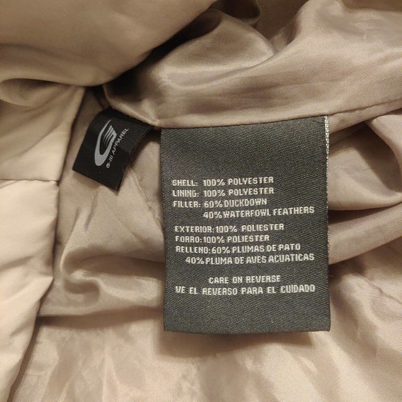 Kenneth Cole Reaction Down Women's Puffer Coat Full Zip Collared Tan XL. - Picture 4 of 6